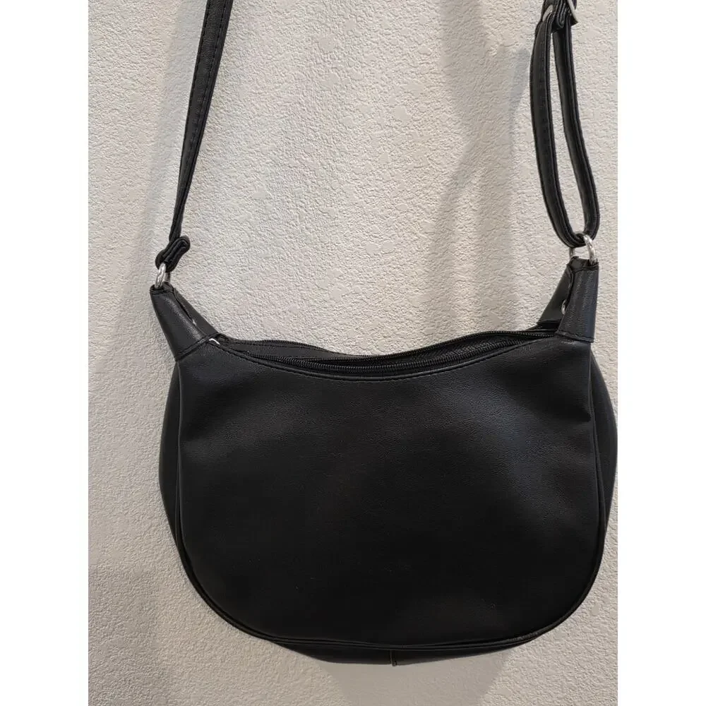 VTG Marc Chantel Leather PatchworkPiece Crossbody Purse Black GrayBrownBurgundy - Picture 7 of 9
